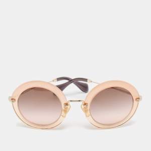 Miu Miu Peach/Brown Gradient SMU13N Round Sunglasses