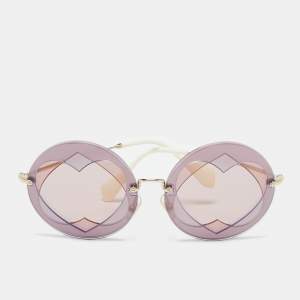Miu Miu Purple/Pink SMU01S Cut Out Heart Round Sunglasses