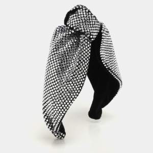 Miu Miu Black Crystal Embellished Velvet Rigid Headband