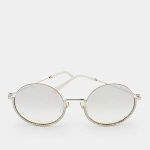 Miu Miu Beige/White Gradient Crystals Embellished Round Sunglasses