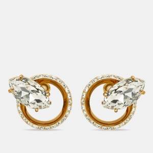 Pre Owned Miu Miu Crystals Gold Tone Earrings
