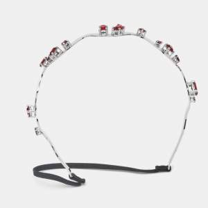 مملوكة مسبقًا Miu Miu Red Crystals Silver Tone Head Band