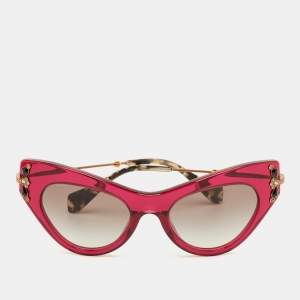 مملوكة مسبقًا Miu Miu Magenta/Black Gradient Embellished Cat-eye Sunglasses