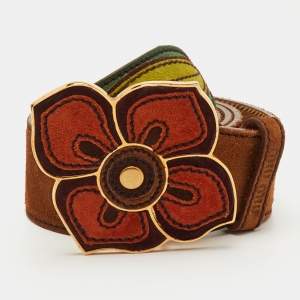 Pre Owned Miu Miu 90 CM Buckle Belt Brown Suede