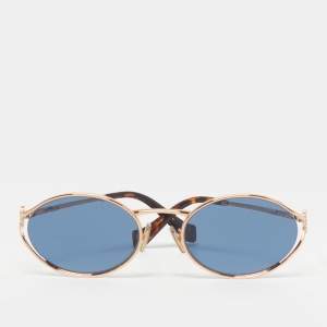 مملوكة مسبقًا Miu Miu Blue/Gold Tone SMU52Y Logo Oval Sunglasses