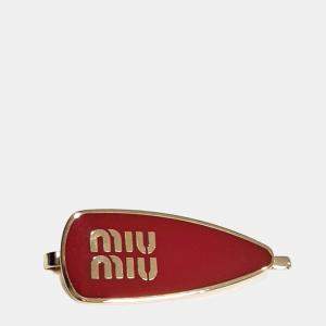 مملوكة مسبقًا Miu Miu Metal Gold Red hairpin