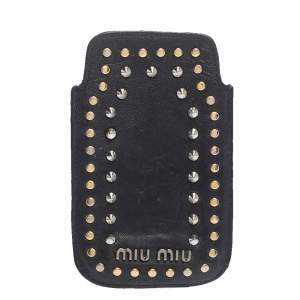 Miu Miu Navy Blue Leather Studded iPhone Case