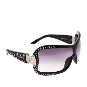 Miu Miu Black Gradient SMU02G Studded Shield Sunglasses