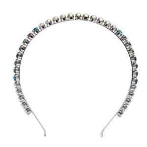 Miu Miu Multicolor Crystal & Faux Pearl Embellished Silver Tone Headband