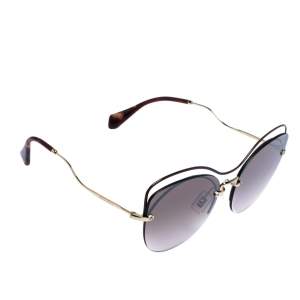 Pre Owned Miu Miu Burgundy & Gold Tone/ Brown Gradient SMU50T Cat Eye Sunglasses