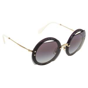 Miu Miu Black Gradient Glitter Reveal Evolution SMURS Round Sunglasses