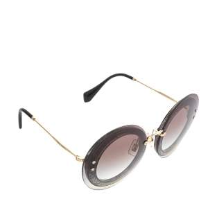 Miu Miu Pale Gold Tone/ Grey Gradient SMU10R Reveal Round Sunglasses