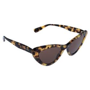 Miu Miu Tortoiseshell/Brown Logo SMU01V Cat-Eye Sunglasses