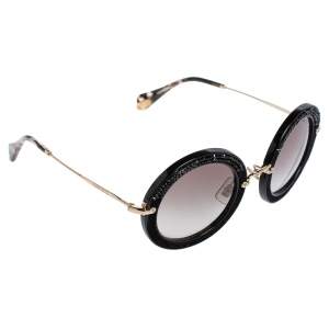 Miu Miu Black Acetate SMU 08R Gradient Round Sunglasses