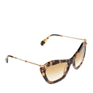 Miu Miu Brown Tortoise Acetate SMU 03P Embellished Gradient Cat Eye Sunglasses