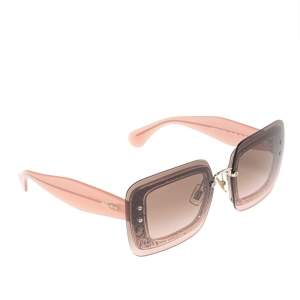Miu Miu Glitter Detail/ Brown & Pink Gradient SMU01R Reveal Rimless Sunglasses