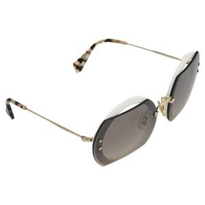 Miu Miu Ivory/Brown Gradient SMU 06SS Round Sunglasses