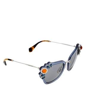 Miu Miu Blue / Grey SMU03S Embellished Square Sunglasses