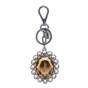 Miu Miu Yellow Crystal Silver Tone Metal Bag Charm / Keyring