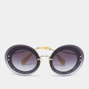 Miu Miu Gold Tone / Grey Gradient SMU 10R Round Sunglasses