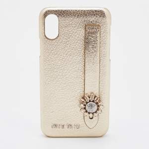 Miu Miu Gold Leather iPhone X / XS Cover 