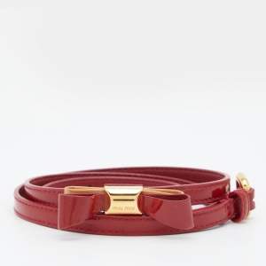 Miu Miu Red Leather Bow Buckle Belt 80 CM