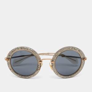 Miu Miu Grey Sparkle/Grey SMU13N Round Sunglasses