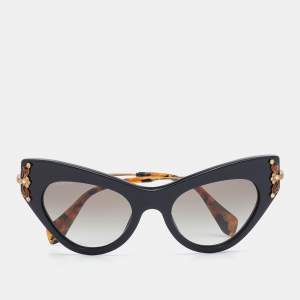 Miu Miu Black/Grey Gradient SMU 04P Embellished Cat-eye Sunglasses