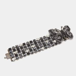 Miu Miu  Crystal Embellished Butterfly Gunmetal Tone Multi Strand Bracelet 