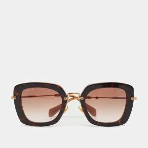 Miu Miu Havana/Gold Gradient SMU070 Square Sunglasses