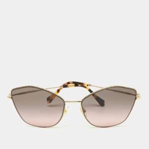 Miu Miu Gold Tone/Grey Pink Ombre SMU60V Cat-Eye Sunglasses