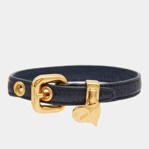 Miu Miu  St. Cocco Leather Gold Tone Bracelet