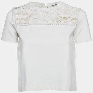 Miu Miu White Knit Lace Trim Top S