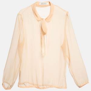 Miu Miu Beige Chiffon Sheer Blouse M