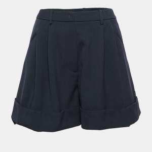 Miu Miu Navy Blue Wool Flared Shorts S