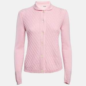 Miu Miu Pink Patterned Knit Button Front Cardigan S