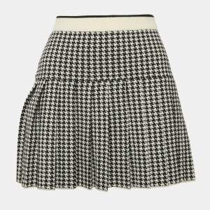 Miu Miu Black/White Houndstooth Wool Pleated Mini Skirt XS