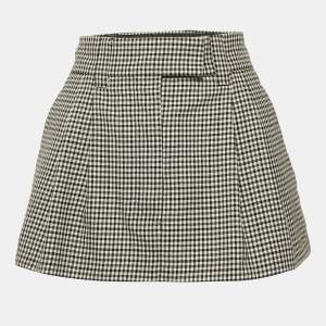 Miu Miu Black Gingham Wool Knife Pleated Mini Skirt XS