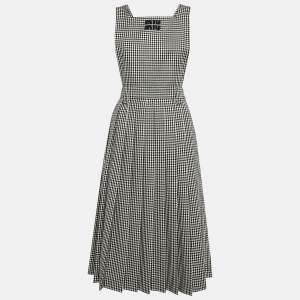 Miu Miu Black/White Gingham Wool Jumper Midi Dress S