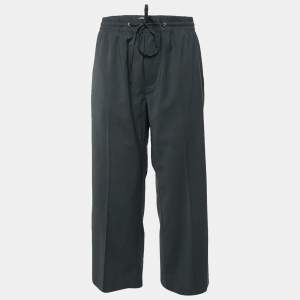 Miu Miu Charcoal Black Wool Blend Straight Leg Trousers M