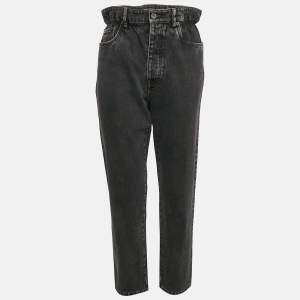 Miu Miu Black Faded Denim Ruffled Waist Jeans S Waist 26"