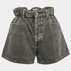 Miu Miu Black washed Denim Elasticized Waist Shorts S Waist 26"