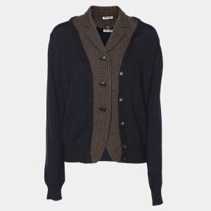 Miu Miu Deep Navy/Brown Wool Blend Sweater M