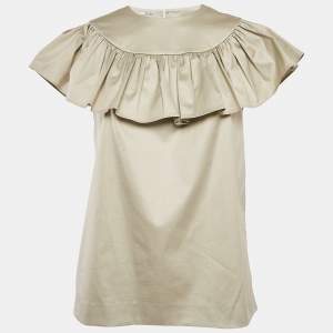 Miu Miu Green Cotton Gathered Top S
