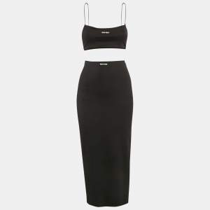 Miu Miu Black Jersey Crop Top And Skirt Set XS