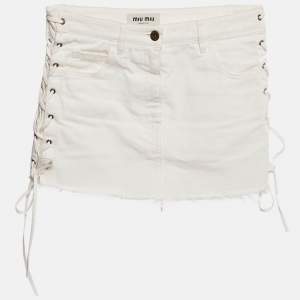Miu Miu White Denim Lace-Up Mini Skirt XS
