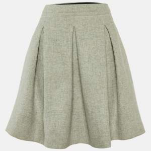 Miu Miu Grey Wool Pleated Mini Skirt L