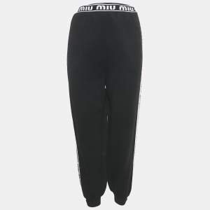 Miu Miu Black Sequin Embellished Jersey Sweatpants XS