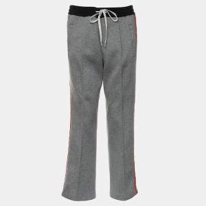 Miu Miu Grey Cotton Jogger Pants with Logo Detail Size XL