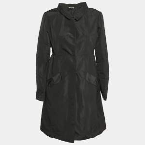 Miu Miu Black Synthetic Balmacaan Coat M
